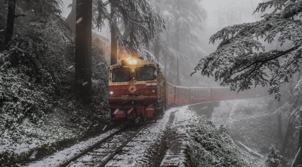 Shimla-Kalka Himalayan Queen Toy Train, Winter View.